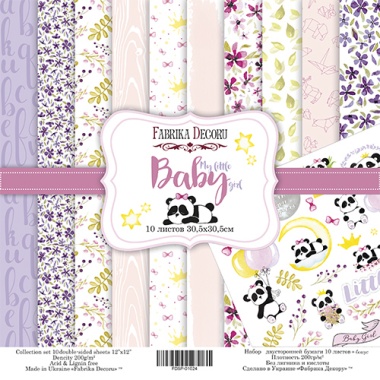 Double-sided scrapbooking paper set “My little baby girl”, 12”x 12” , Fabrika Decoru