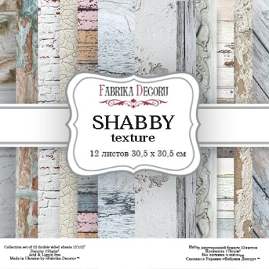 Double-sided scrapbooking paper set “Shabby texture”, 12”x 12” , Fabrika Deсoru