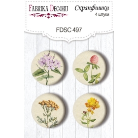 Flair buttons. Set of 4pcs #497 "Summer Botanical Diary"