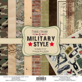 Kahepoolse disainpaberi komplekt "Military Style", 30x30 cm