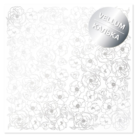 Silver foiled vellum sheet "Silver Peony"
