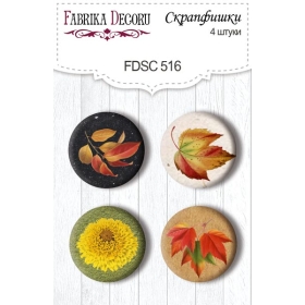Flair buttons. Set of 4pcs #516 "Autumn Botanical Diary"