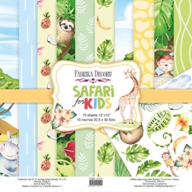  Kahepoolse disainpaberi komplekt "Safari for Kids", 30x30 cm
