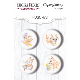 Flair buttons. Set of 4pcs #478 "Funny Fox Boy"