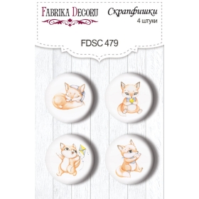 Flair buttons. Set of 4pcs #479 "Funny Fox Boy"