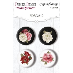 Flair buttons. Set of 4pcs #512 "Peony Passion"