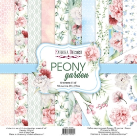 Double-sided scrapbooking paper set "Peony Garden", 8”x8”