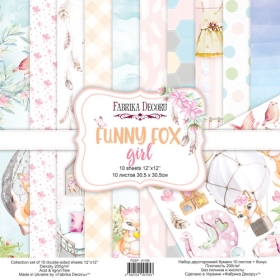  Kahepoolse disainpaberi komplekt "Funny Fox Girl", 30x30 сm