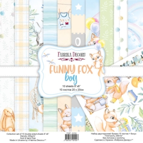  Kahepoolse disainpaberi komplekt "Funny Fox Boy", 20x20 сm