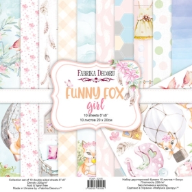  Kahepoolse disainpaberi komplekt "Funny Fox Girl", 20x20 сm