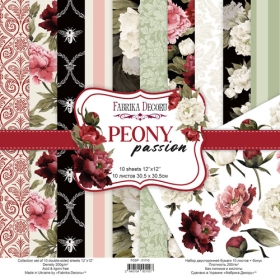 Double-sided scrapbooking paper set "Peony Passion", 12”x12”