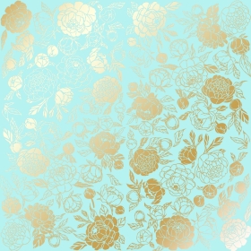 Embossed paper sheet "Golden Peony Passion Turquoise"