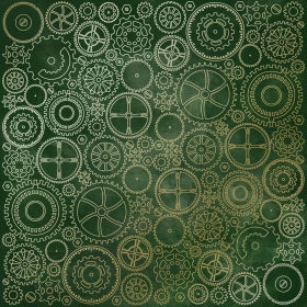 Embossed paper sheet "Golden Gears Dark Green Aquarelle"