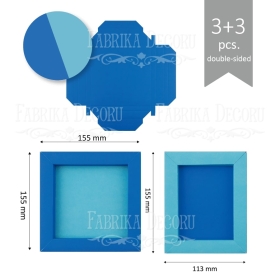 Set of photo frame cardboard blanks, 6pcs - Blue+light blue