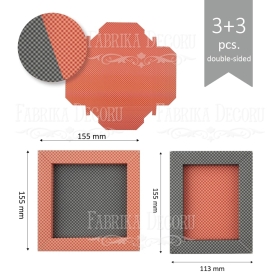 Set of photo frame cardboard blanks, 6pcs - Red+black checks