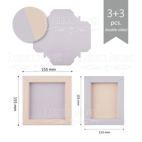 Set of photo frame cardboard blanks, 6pcs - Lilac+beige