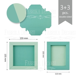 Set of photo frame cardboard blanks, 6pcs - Mint+teal