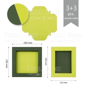 Set of photo frame cardboard blanks, 6pcs - Dark green+lime