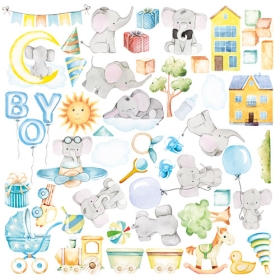 Decorative sheet for cutting "My Cute Baby Elephant Boy"