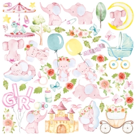 Decorative sheet for cutting "My Cute Baby Elephant Girl"