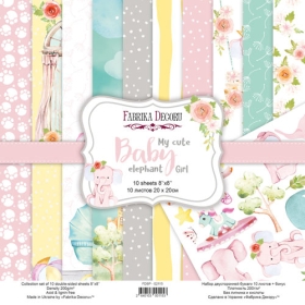  Double-sided scrapbooking paper set "My Cute Baby Elephant Girl", 12”x12”