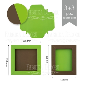 Набор картонных заготовок рамочек для фото, 6шт - Зеленый+коричневый