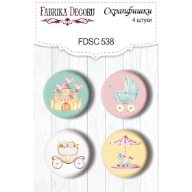 Flair buttons. Set of 4pcs #538 "My Cute Baby Elephant Girl"