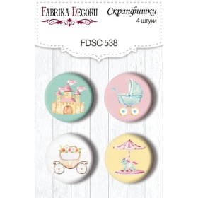 Flair buttons. Set of 4pcs #538 "My Cute Baby Elephant Girl"