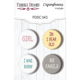 Flair buttons. Set of 4pcs #542 "My Cute Baby Elephant Girl"