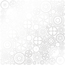 Embossed paper sheet "Silver Gears White"