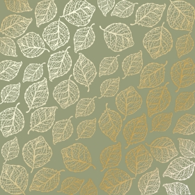 Embossed paper sheet "Golden Delicate Leaves Olive"