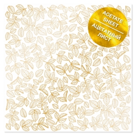 Acetate foiled sheet "Golden Rose Leaves"