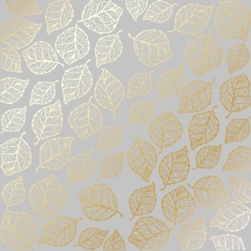 Лист с фольгированием "Golden Delicate Leaves Gray"