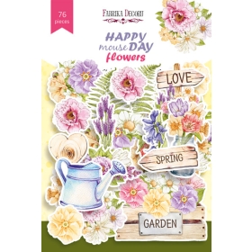 Set of die cuts "Happy Mouse Day Flowers", 76 pcs