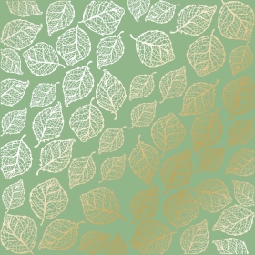 Embossed paper sheet "Golden Delicate Leaves Avocado"