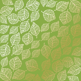 Embossed paper sheet "Golden Delicate Leaves Bright Green"