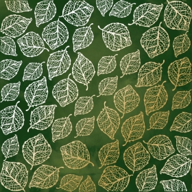 Embossed paper sheet "Golden Delicate Leaves Green aquarelle"