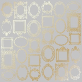 Embossed paper sheet "Golden Frames Gray"