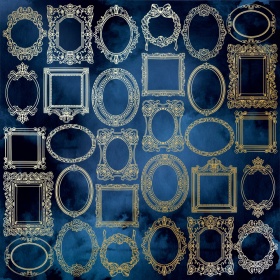 Embossed paper sheet "Golden Frames Night Garden"