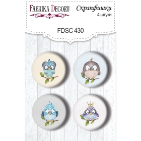 Flair buttons. Set of 4pcs #430 "Cutie Sparrow Boy"