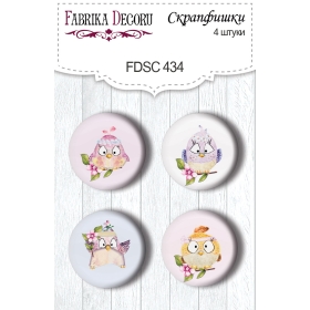 Flair buttons. Set of 4pcs #434 "Cutie Sparrow Girl"