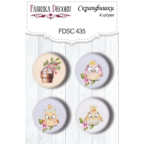 Flair buttons. Set of 4pcs #435 "Cutie Sparrow Girl"