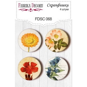 Flair buttons. Set of 4pcs #068 "Botany Summer"