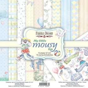 Double-sided scrapbooking paper set "My Little Mousy Boy", 12”x12”