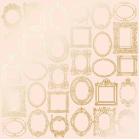 Embossed paper sheet "Golden Frames Beige"