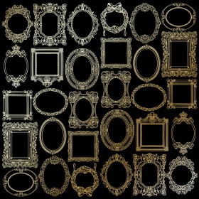 Disainpaberi leht kuldse mustriga "Golden Frames Black"