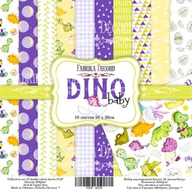 Kahepoolse disainpaberi komplekt  "Dino Baby", 20x20 cm