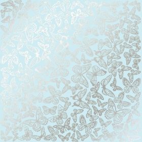 Embossed paper sheet "Silver Butterflies Blue"