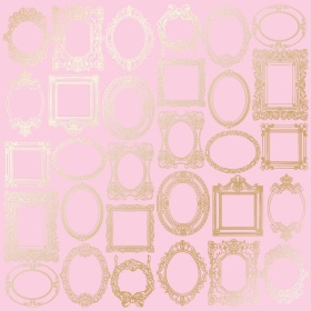 Embossed paper sheet "Golden Frames Pink"