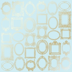 Embossed paper sheet "Golden Frames Blue"